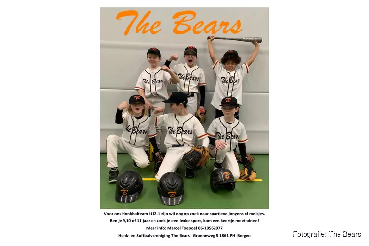 Honk- en Softbalvereniging The Bears zoekt jeugdleden